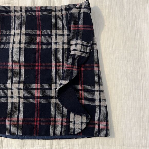 J Crew Mercantile Women’s Buffalo Check Mini Skirt Ruffle Wool Blend Size 10 - Picture 2 of 4
